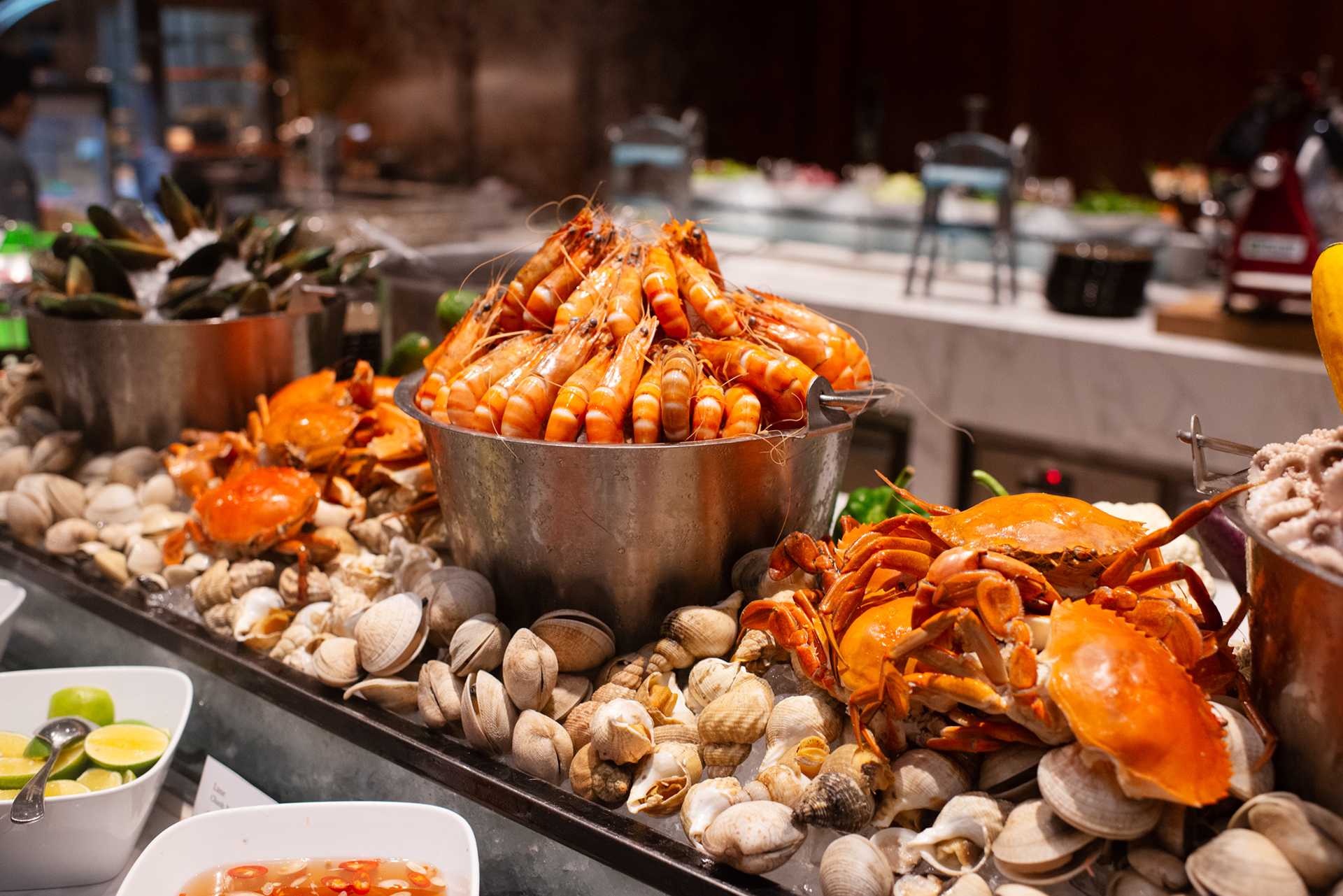 seafood dinner buffet at luxury hanoi hotel