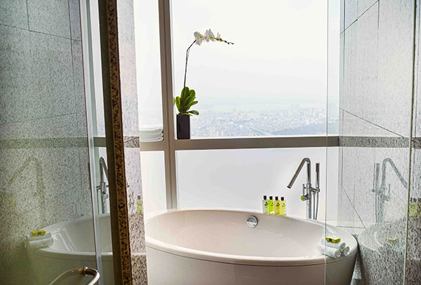 bathroom of luxury hotel suite in Hanoi
